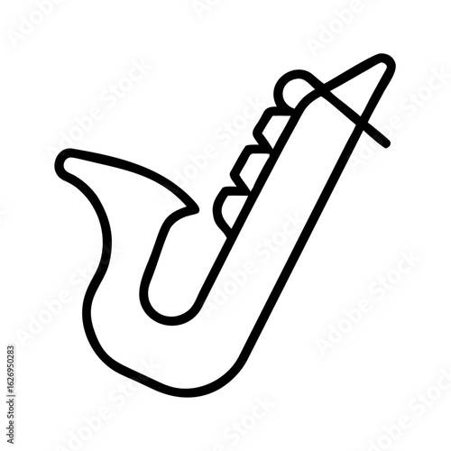 Saxophone outline illustration in minimal style on white background  