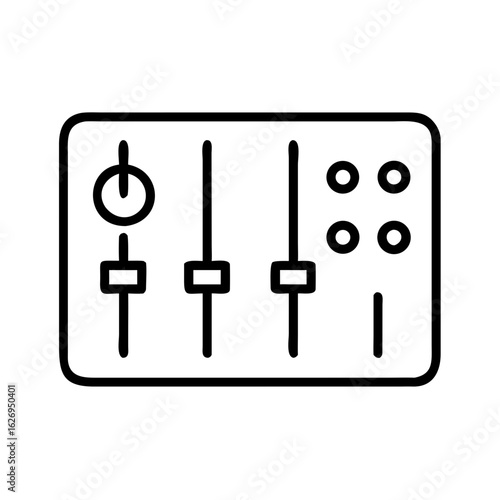 Mixer board with sliders and knobs in minimalist design  