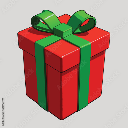 Gift Box Delight: A festive red gift box tied with a lush green ribbon, ready for any special occasion.