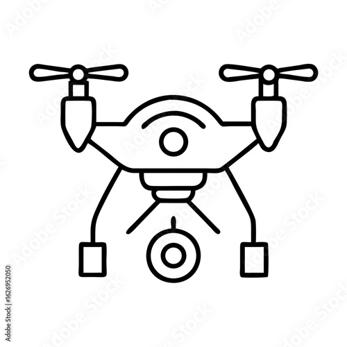 Drone vector icon illustration unmanned aerial vehicle quadcopter with camera technology outline