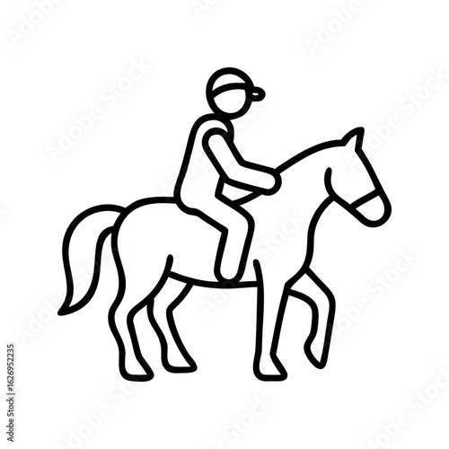 Horseback riding equestrian sport outline vector illustration for logo and graphic design needs