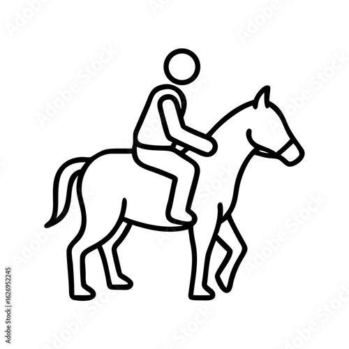 Horseback riding outline icon vector illustration horse rider equestrian sport animal line art design
