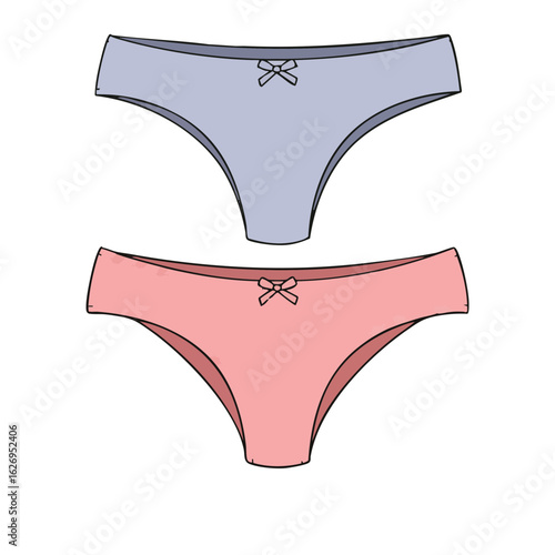 Vector illustration of cotton thong set realistic style on white background, lingerie accessory