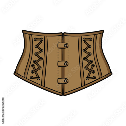 Vector illustration of corset waist strap realistic style on white background, fashion accessory