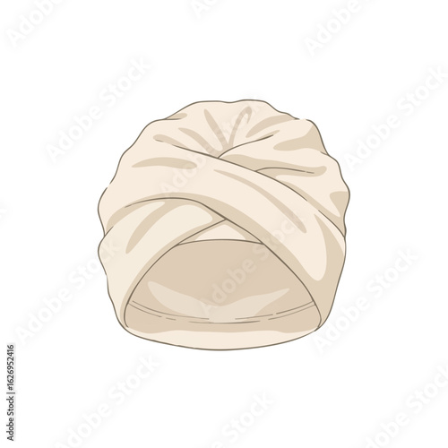 Vector illustration of cotton turban realistic style on white background, fashion headwear