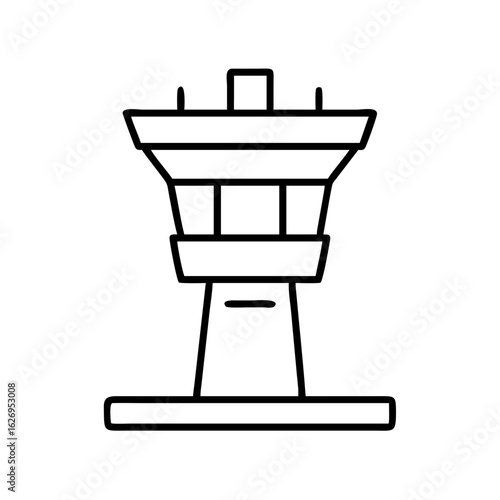 Airport control tower vector illustration, air traffic control tower icon, outline design, isolated