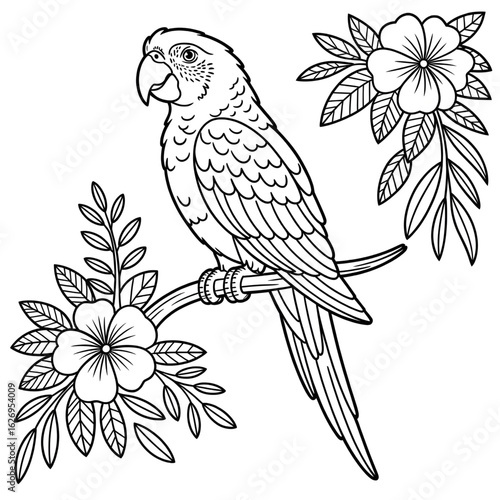 vector illustration of a parrot on a branch 