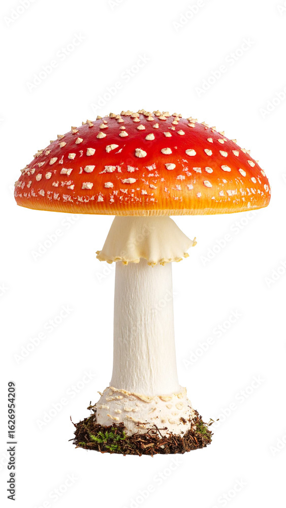 Obraz premium Fly agaric mushroom growing on transparent background