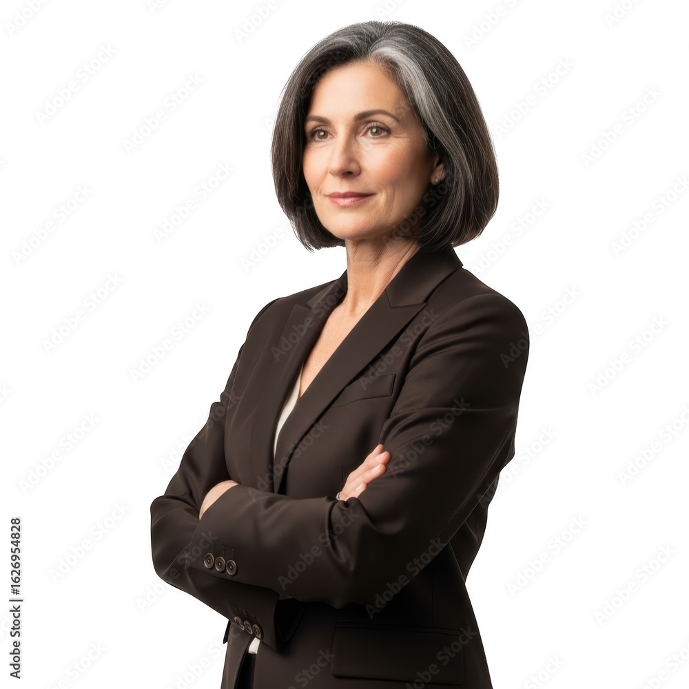 Professional woman in suit with arms crossed isolated on transparent background Professional woman in suit with arms crossed isolated on transparent background