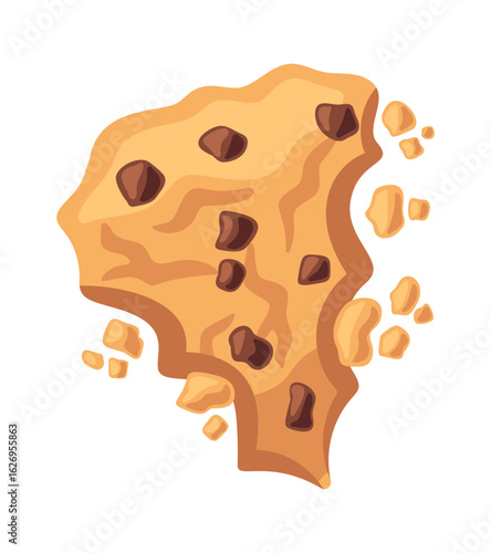 Crumbled bitten cookie baked dessert