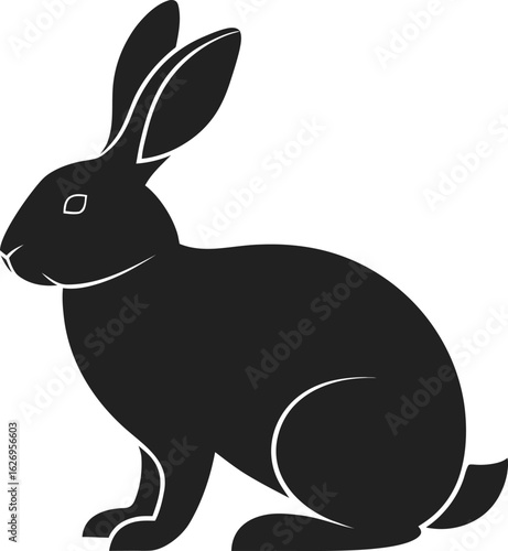 Silhouette of a Rabbit Sitting on a White Background bunny hare