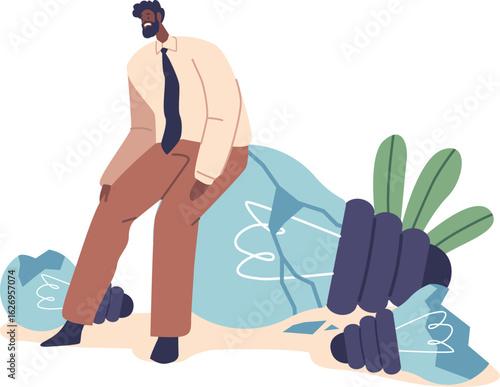 Upset businessman having idea problem