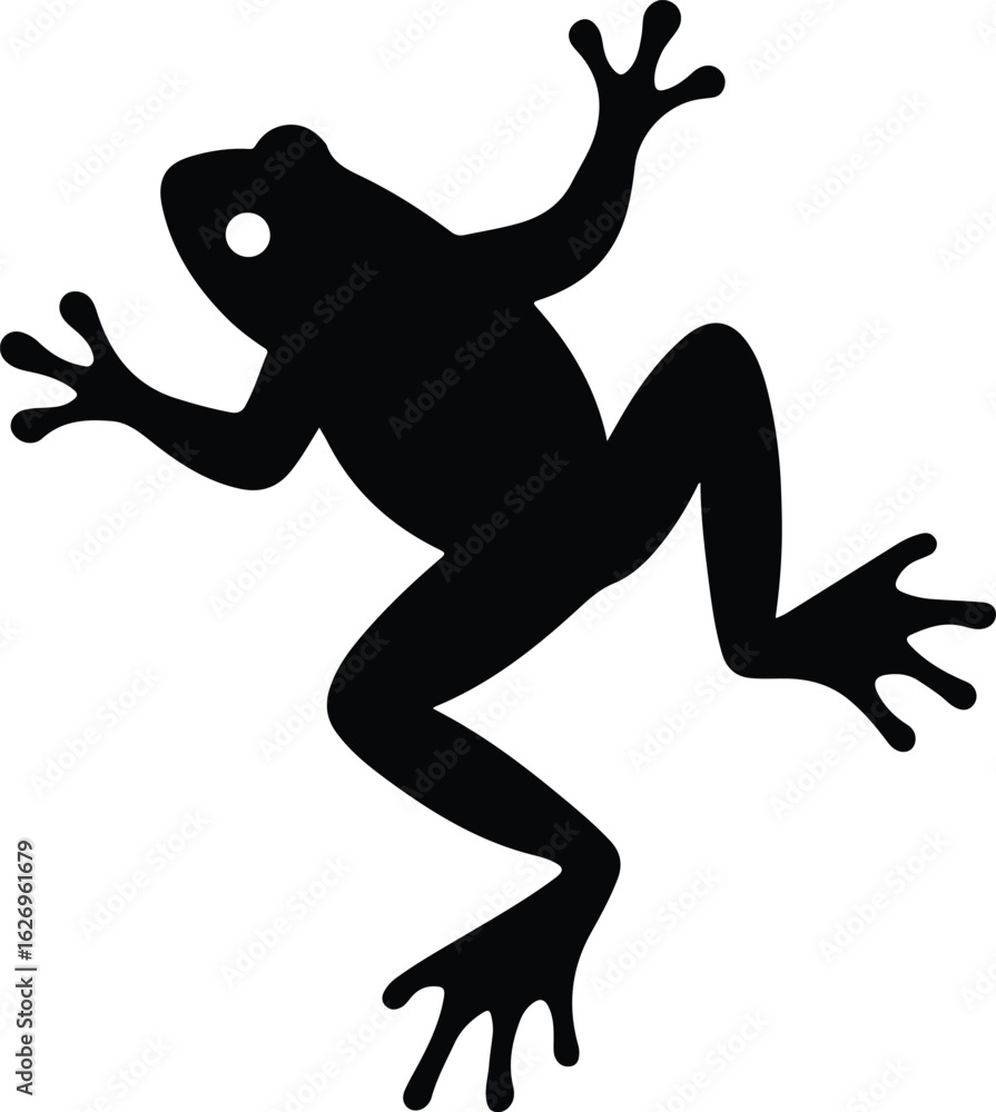 Naklejka premium Silhouette frog amphibian climbing black animal vector illustrator
