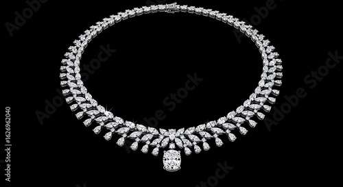 Diamond necklace on black background
