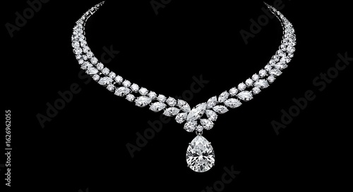 Diamond necklace on black background