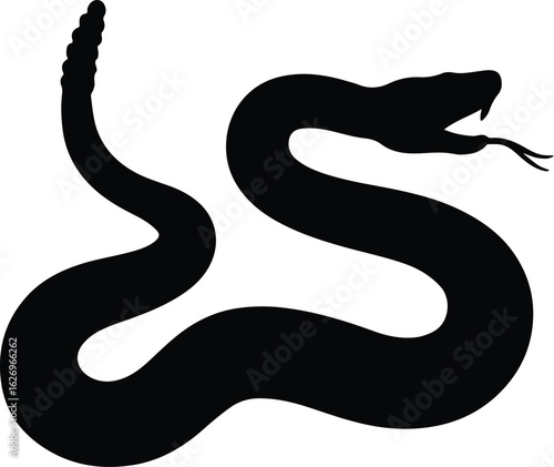 Silhouette rattlesnake striking black vector illustration