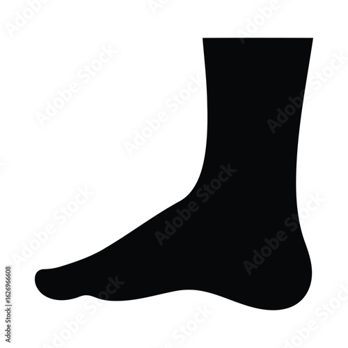 Black silhouette of a human foot and ankle white