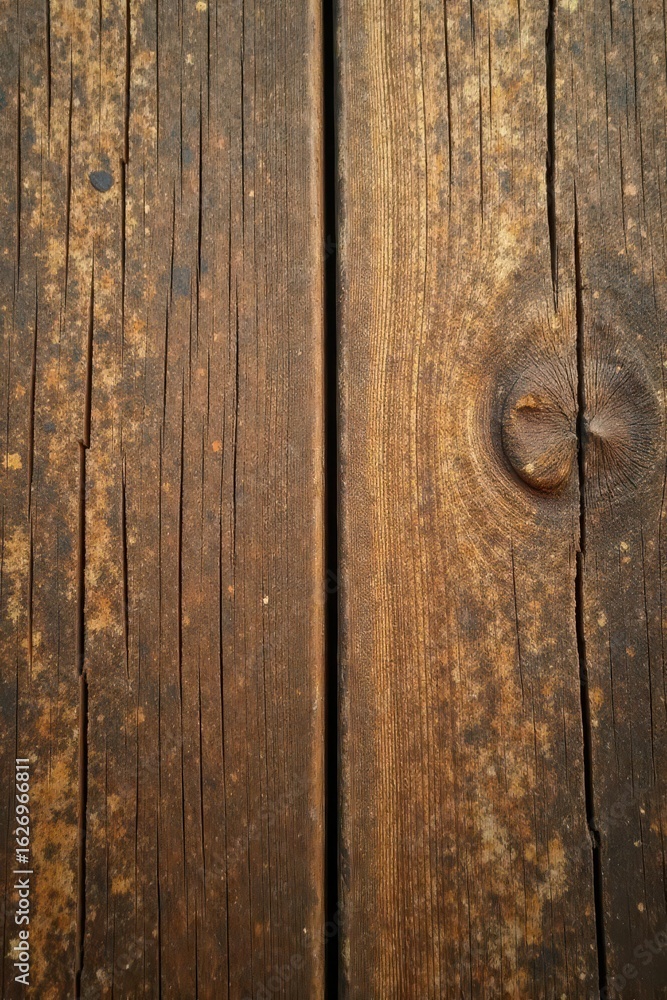 Fototapeta premium Dry, cracked, splintered wood surface, aged texture, decay, worn, background texture