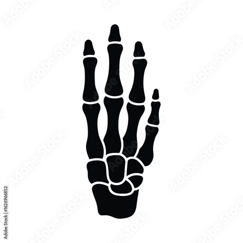 Black skeletal hand silhouette bone anatomy