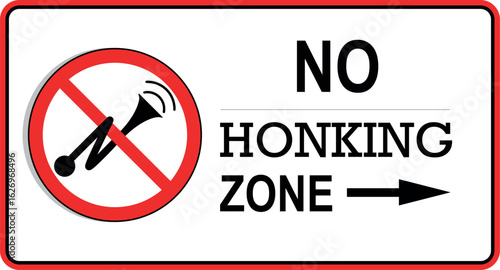 No Honking Zone with Mike Sign Vector Design