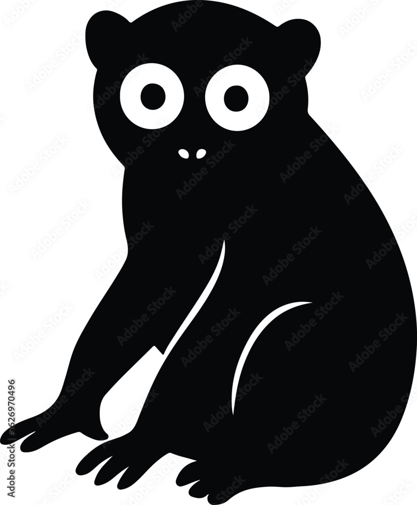 Fototapeta premium Silhouette tarsier adorable primate sitting isolated vector illustrator