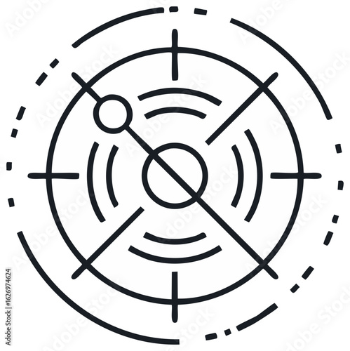 Abstract geometric target icon with concentric circles and crosshairs on a white background