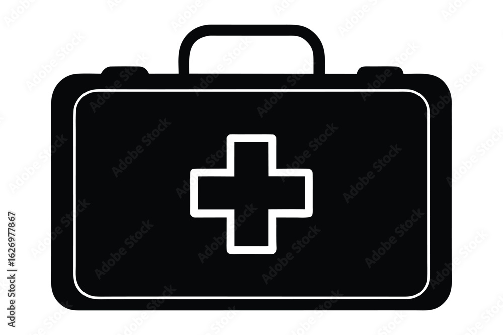 Obraz premium first aid kit vector icon silhouette illustrations