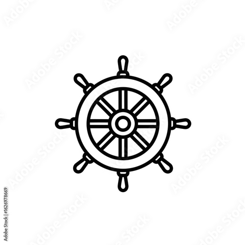Vector icon of a ship's steering wheel in simple style  