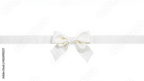 A simple white ribbon tied in a bow centered on a white background with a soft elegant appearance created with generated ai