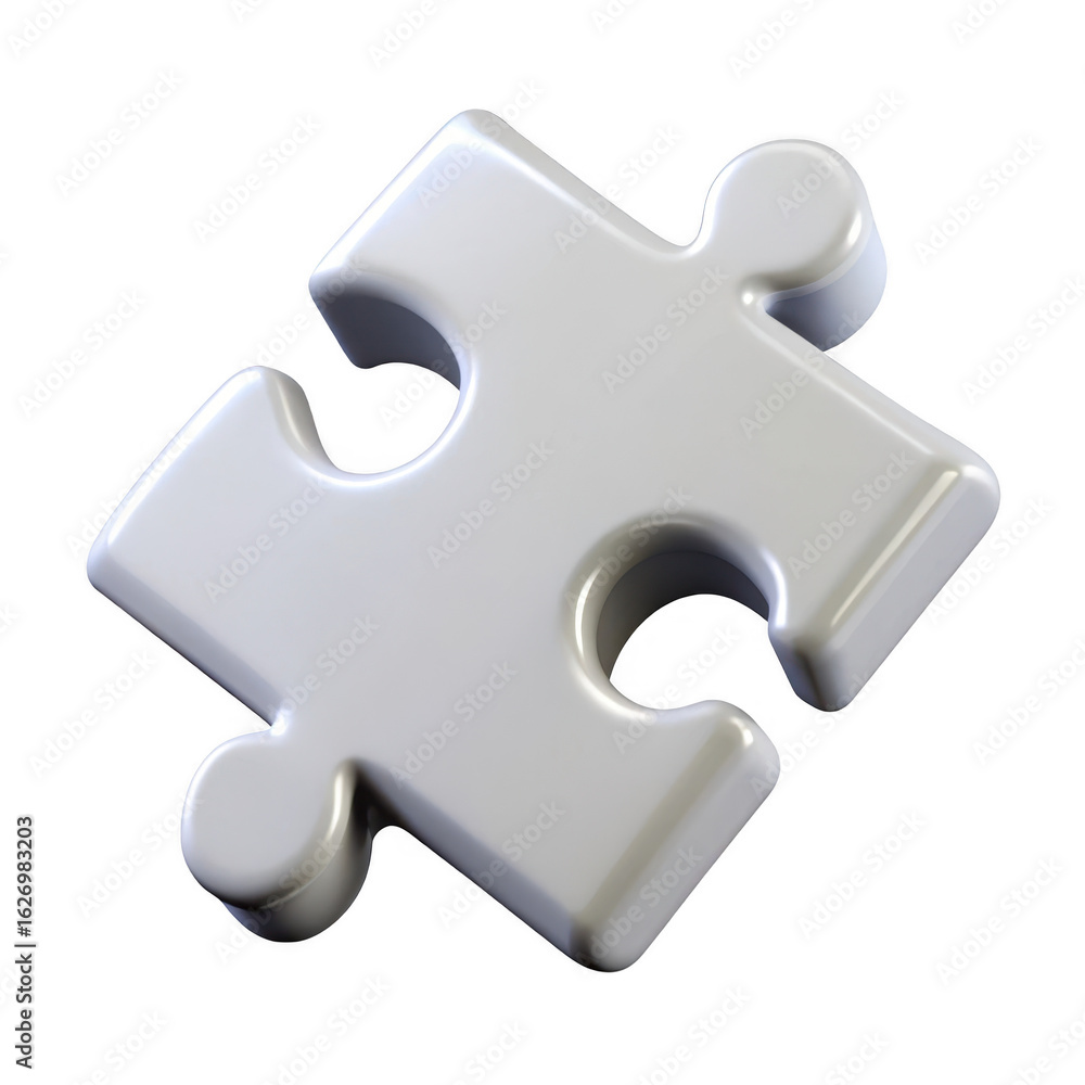 Obraz premium 3d white puzzle piece isolated on transparent background