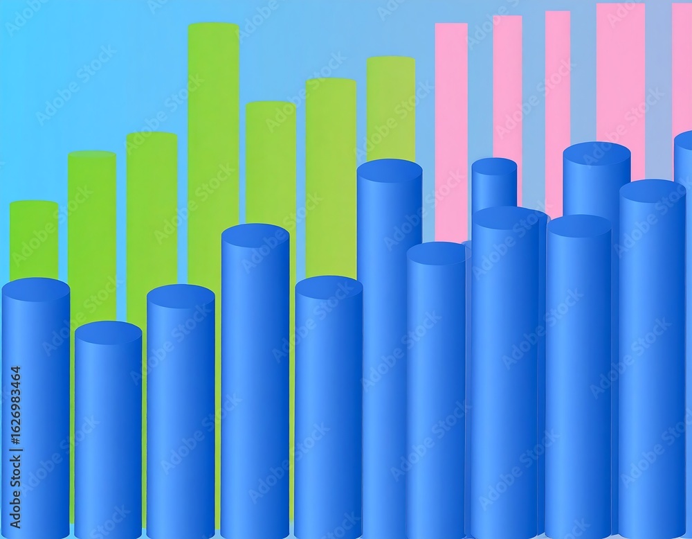 Obraz premium Colorful 3D bar graph on gradient