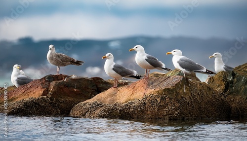 seagulls on the rocks