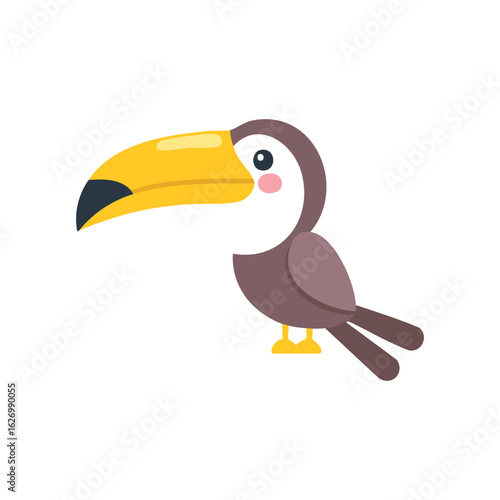 A colorful toucan bird, standing, isolated on a bright background, close up of the beak and details. This toucan illustration offers a striking image