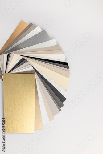 Catalog of samples of glossy MDF panels.