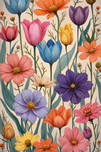 Wallpaper Mural Colorful floral arrangement with various blooms in springtime display Torontodigital.ca