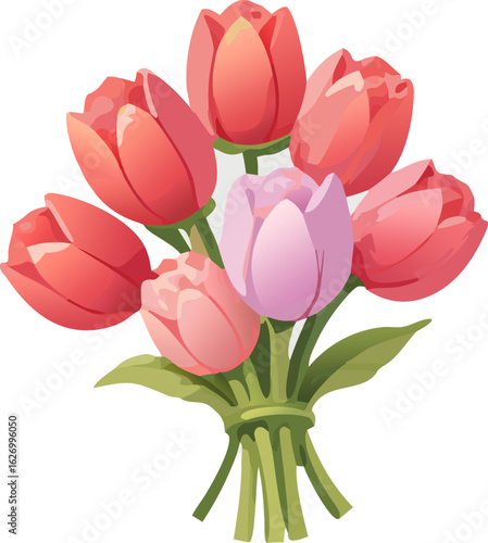 Beautiful spring tulips bouquet illustration for elegant design projects and springtime celebrations