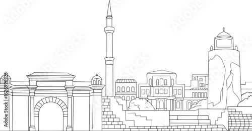 Istanbul Turkey Silhouette Skyline Vector Illustration of City Landmark Architecture