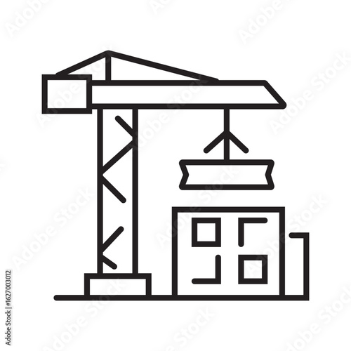 Single icon representing general construction activity in outline style. Editable stroke vector illustration.