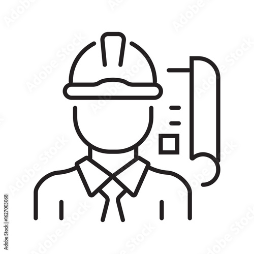 Single icon of architect professional or architecture tools in outline style. Editable stroke vector illustration.