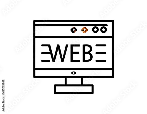 Simple outline of a computer monitor displaying web page text