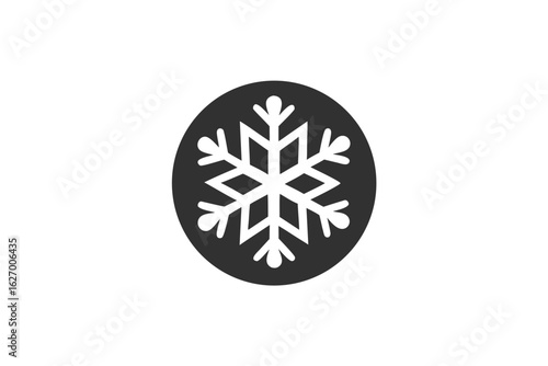 White snowflake icon inside a simple gray circle on a white background