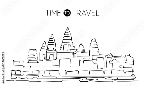 Statue of liberty depicted in a single continuous line drawing on a white background in minimalist style