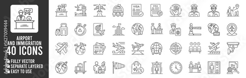 Airport and immigration icons travel airplane | Ai Generated Icon