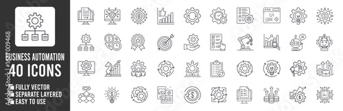 Business automation technology icons gears | Ai Generated Icon