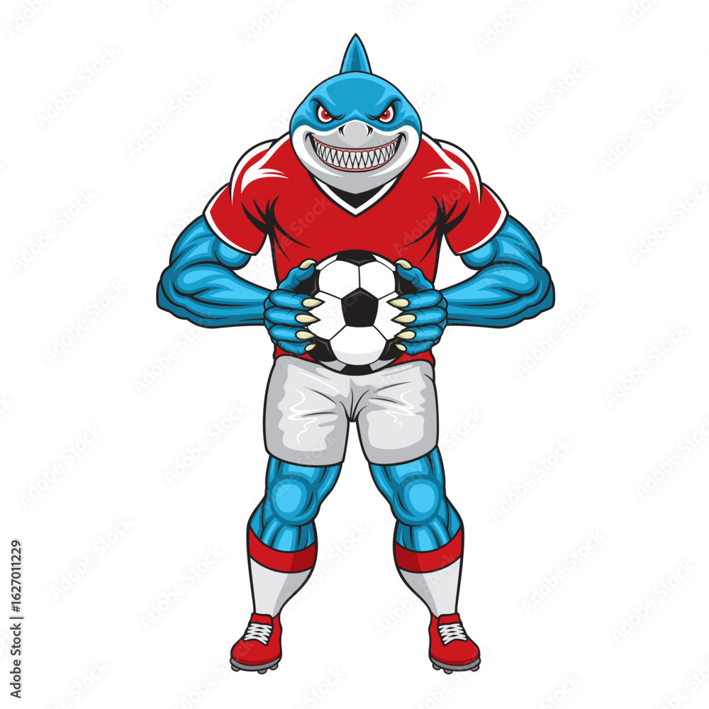 Obraz premium shark football mascot vector illustration football player design