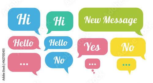 Colorful Speech Bubbles Chat Messages Communication Set