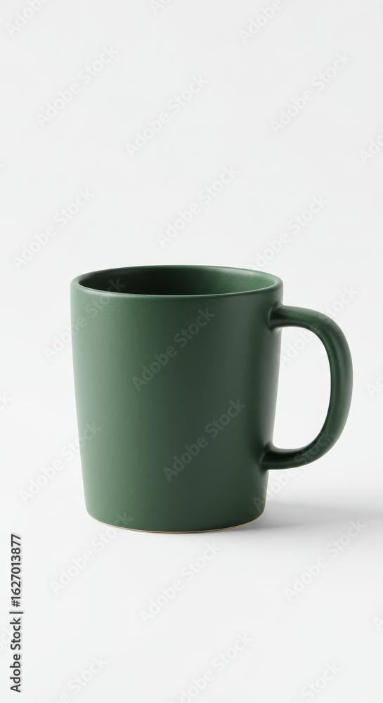 Obraz premium Dark Green Ceramic Mug on White Surface