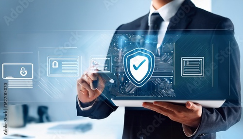 Tapety artystyczne digital kyc verification concept with checklist on white interface
