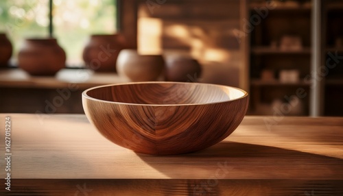 crafted wooden bowl display rustic home natural finish