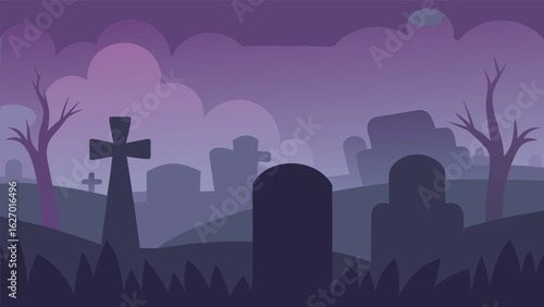 spooky grave foggy mist repeat vector background